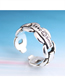 Fashion Silver Smiley Letter Geometric Cutout Open Ring