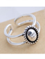 Fashion Silver Alphabet Oval Cutout Ring