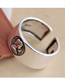 Fashion Silver Portrait Letter Embossed Wide Edge Open Ring