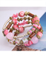 Fashion Pink Shell Round Bead Geometric Multilayer Bracelet
