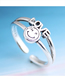 Fashion Silver Letter Cutout Smiley Open Ring