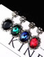 Fashion Black Geometrical-shaped Gem-set Snowflake Alloy Earrings