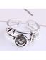 Fashion Silver Letter Cutout Smiley Open Ring
