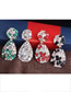 Fashion Red Diamond-set Metal Drop Earrings