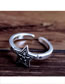 Fashion Silver Pentagram Relief Open Ring