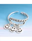 Fashion Silver Chain Stitching Hollow Smiley Open Ring