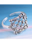 Fashion Silver Love Net Hollow Geometric Open Ring