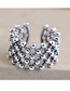 Fashion Silver Woven Openwork Wide-breasted Ring
