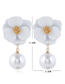Fashion White Flower Pearl Alloy Irregular Earrings