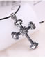 Fashion Silver Cross And Diamond Embossed Mens Necklace