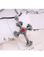 Fashion Silver Cross And Diamond Embossed Mens Necklace