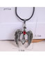 Fashion Silver Cross-wings Diamond Embossed Mens Necklace