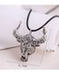 Fashion Silver Bull Head Alloy Relief Mens Necklace