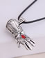 Fashion Silver Embossed Mens Necklace With Iron Hands And Diamonds