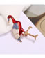 Fashion Red Flamingo Oil Drop And Diamond Contrast Brooch