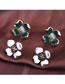 Fashion Dark Green Four-leaf Clover Alloy Drop Earrings