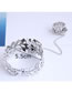 Fashion Silver Rose Flower Leaf Open Chain Ring Bracelet