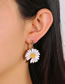 Fashion White Oil Dropping Daisy Alloy Earrings