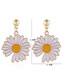 Fashion White Oil Dropping Daisy Alloy Earrings