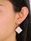 Fashion Pink Pearl Drop Oil Geometric Contrast Alloy Earrings