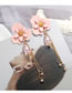 Fashion Pink Resin Flower Crystal Diamond Tassel Alloy Earrings