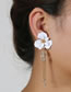 Fashion Dark Green Resin Flower Crystal Diamond Tassel Alloy Earrings
