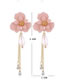 Fashion White Resin Flower Crystal Diamond Tassel Alloy Earrings