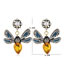 Fashion Yellow Diamond Pearl Insect Flower Alloy Hollow Earrings