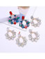 Fashion White Diamond Diamond-shaped Geometric Hollow Alloy Earrings