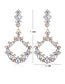Fashion Colored Diamonds Diamond-shaped Geometric Round Alloy Hollow Earrings