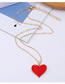 Fashion Red Contrast Love Dropping Alloy Necklace