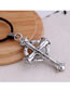 Fashion Silver Cross Turquoise Round Hollow Alloy Mens Necklace