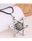 Fashion Silver Eye Five-pointed Star Alloy Hollow Mens Necklace