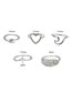 Fashion Silver Aircraft Love Leaf Alloy Hollow Ring Set