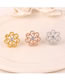 Fashion Rose Gold Hollow Alloy Earrings With Diamond Flowers