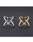 Fashion Golden Cross Open Diamond Alloy Ring