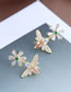 Fashion Golden Zircon Bee Flower Flower Stud Earrings