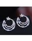 Fashion Silver Copper Micro-mosaic Zircon Meniscus Alloy Earrings