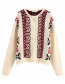Fashion Cream Color Embroidered Single Breasted Sweater