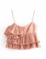 Fashion Pink Small Pleated Camisole With Stacked Ruffles