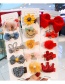 Fashion Red Bow And Diamond Flower Crown Children's Hair Clip Set