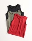 Fashion Army Green Quick-drying Sleeveless T-shirt With Slit On Sides