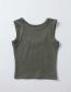 Fashion Army Green Solid Color Quick-drying U-neck Fitness T-shirt