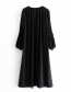 Fashion Black V-neck Dress With Puff Sleeves