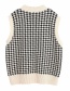 Fashion White Contrast Houndstooth Knit Sweater