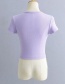 Fashion Purple Single-breasted Crew Neck T-shirt