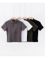 Fashion Gray Half Turtleneck Zip T-shirt
