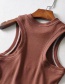 Fashion Rust Red Sleeveless Tank With Color Stitching