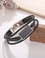 Fashion Black Geometric Faux Leather Bracelet