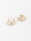 Fashion Golden 925 Silver Pin Three-layer Circle Earrings With Micro Diamonds